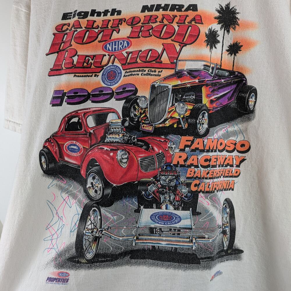 Vintage 1999 Mens Drag Racing L T-Shirt 8th NHRA Hot Rod Reunion California AAA - Picture 3 of 9